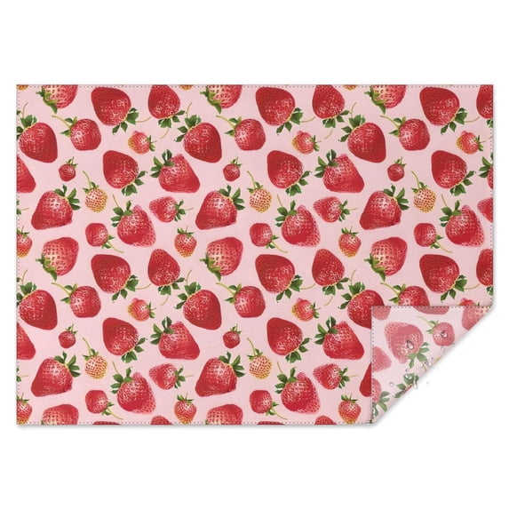Red Strawberry Plants Fruit Pink Pattern Rectangle Tablecloth 60"x84",Waterproof Polyester Rectangle Table Cloth, Wipeable Spillproof Polyester Tablecloth for Dining, Camping, Indoor and Outdoor