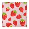 thumbnail image 1 of Red Strawberry Plants Fruit Pink Pattern Square Fitted Tablecloth with Elastic Edge,Square Table Cover,Washable Elastic Table Cover for Home Kitchen Party Decor 34"x34", 1 of 6