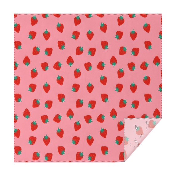 Red Strawberry Plants Fruit Pink Pattern Square Tablecloth,Waterproof Square Table Cover,Wipeable Spillproof Washable Table Cover for Home Kitchen Party Decor 42"X42"(107x107cm)