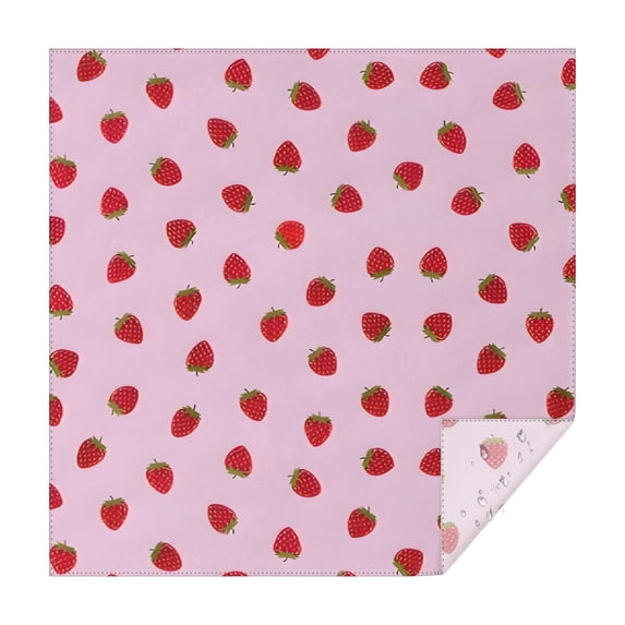 Red Strawberry Plants Fruit Pink Pattern Square Tablecloth,Waterproof Square Table Cover,Wipeable Spillproof Washable Table Cover for Home Kitchen Party Decor 42"X42"(107x107cm)