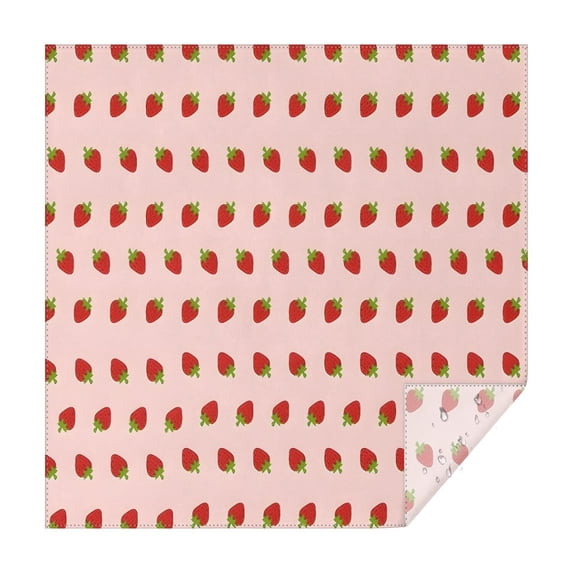Red Strawberry Plants Fruit Pink Pattern Square Tablecloth,Waterproof Square Table Cover,Wipeable Spillproof Washable Table Cover for Home Kitchen Party Decor 42"X42"(107x107cm)
