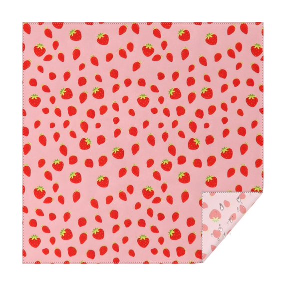 Red Strawberry Plants Fruit Pink Pattern Square Tablecloth,Waterproof Square Table Cover,Wipeable Spillproof Washable Table Cover for Home Kitchen Party Decor 42"X42"(107x107cm)