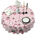 thumbnail image 1 of Red Strawberry Plants Fruit Rabbit Pink Pattern Round Tablecloth 60"x60",Wrinkle Wipeable Table Cloth for Kitchen Dining Room Picnic Patio Party, 1 of 6