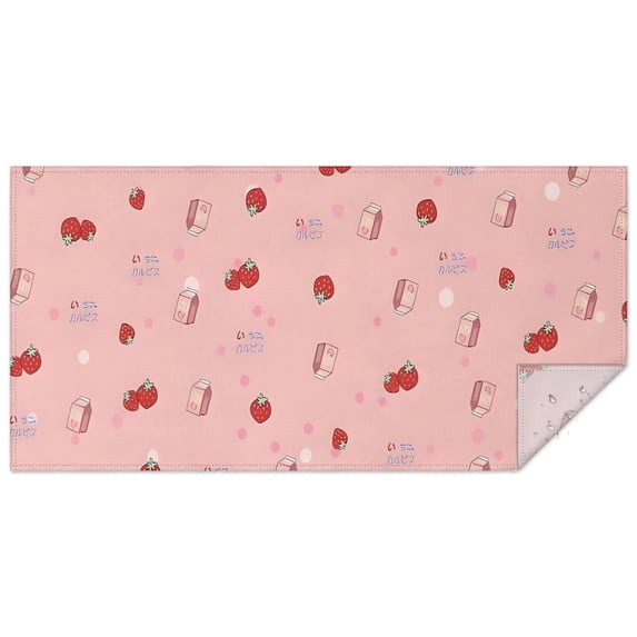 Red Strawberry Plants Fruit Rectangle Tablecloth 60"x120",Waterproof Polyester Rectangle Table Cloth, Wipeable Spillproof Polyester Tablecloth for Dining, Camping, Indoor and Outdoor