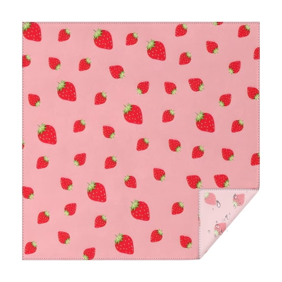 Red Strawberry Plants Fruit Square Tablecloth,Waterproof Square Table Cover,Wipeable Spillproof Washable Table Cover for Home Kitchen Party Decor 42"X42"(107x107cm)