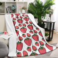 thumbnail image 1 of Red Strawberry Plants Fruit White Pattern Blanket,Comfortable Soft Flannel Throw Blanket,All Season,Warm Lightweight Blankets for Sofa Bed Couch Living Room Chair,40"x50", 1 of 4