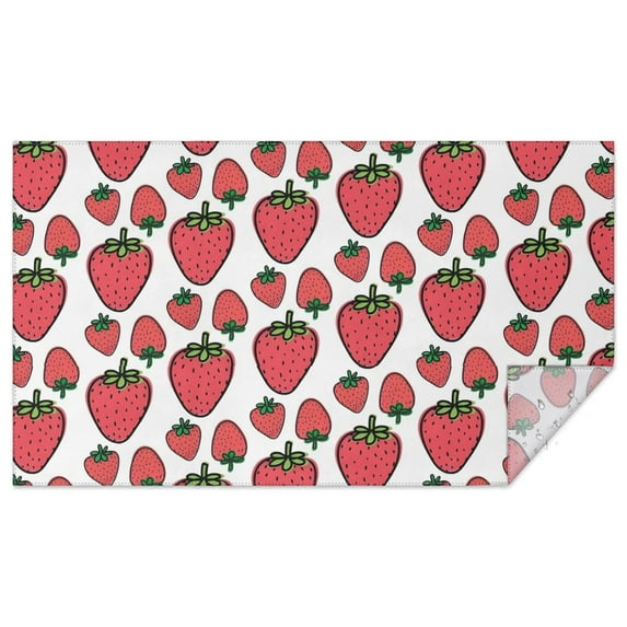 Red Strawberry Plants Fruit White Pattern Rectangle Tablecloth 60"x102",Waterproof Polyester Rectangle Table Cloth, Wipeable Spillproof Polyester Tablecloth for Dining, Camping, Indoor and Outdoor