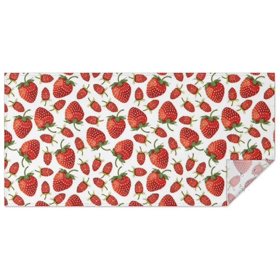Red Strawberry Plants Fruit White Pattern Rectangle Tablecloth 60"x120",Waterproof Polyester Rectangle Table Cloth, Wipeable Spillproof Polyester Tablecloth for Dining, Camping, Indoor and Outdoor