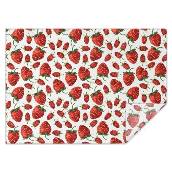 Red Strawberry Plants Fruit White Pattern Rectangle Tablecloth 60"x84",Waterproof Polyester Rectangle Table Cloth, Wipeable Spillproof Polyester Tablecloth for Dining, Camping, Indoor and Outdoor