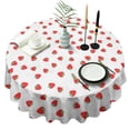thumbnail image 1 of Red Strawberry Plants Fruit White Pattern Round Tablecloth 60"x60",Wrinkle Wipeable Table Cloth for Kitchen Dining Room Picnic Patio Party, 1 of 6