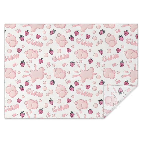 Red Strawberry Plants Gum White Pattern Rectangle Tablecloth 60"x84",Waterproof Polyester Rectangle Table Cloth, Wipeable Spillproof Polyester Tablecloth for Dining, Camping, Indoor and Outdoor
