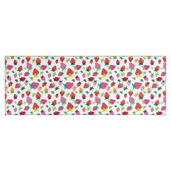 Red Strawberry Plants Leaf White Pattern Kitchen Rug Mat,Kitchen Runner Rugs Non Skid Washable,Decorative Kitchen Floor Mats for Kitchen,Sink,Laundry,17"X47"