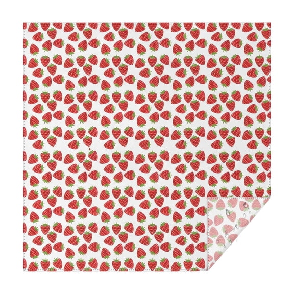 Red Strawberry Plants White Pattern Square Tablecloth,Waterproof Square Table Cover,Wipeable Spillproof Washable Table Cover for Home Kitchen Party Decor 42"X42"(107x107cm)