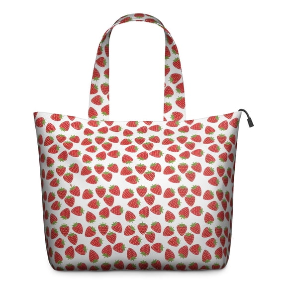 Red Strawberry Plants White Pattern Travel Tote Bags for Women Carry On,Large Weekender Bags for Women Travel,Multi Functional Duffle Bag for Work,Shopping,Sports