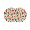 thumbnail image 1 of Red Strawberry Round 13 Inch Placemats Set of 2, Summer Fruits Farmhouse Leaves Floral Retro HeatResistant Non Slip Place Mats for Dining Table, Wipeable Braided Kitchen Table Mats for Housewarming, 1 of 9