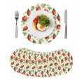 thumbnail image 1 of Red Strawberry Round 13 Inch Placemats Set of 8, Summer Fruits Farmhouse Leaves Flower Pastoral HeatResistant Non Slip Place Mats for Dining Table, Wipeable Kitchen Table Mats for Housewarming, 1 of 9