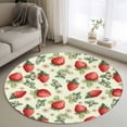 thumbnail image 1 of Red Strawberry Round Rug 3.3ft Washable Circle Entryway Rugs Non Slip Summer Fruits Farmhouse Leaves Flower Pastoral Area Rug Indoor Floor Carpet for Bedroom Kitchen Home Office Dining Room, 1 of 8