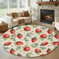 thumbnail image 1 of Red Strawberry Round Rug 5ft Washable Circle Kitchen Rugs Non Slip Summer Fruits Farmhouse Leaves Floral Retro Large Area Rug Indoor Floor Carpet for Bedroom Living Room Home Office Dining Room, 1 of 8