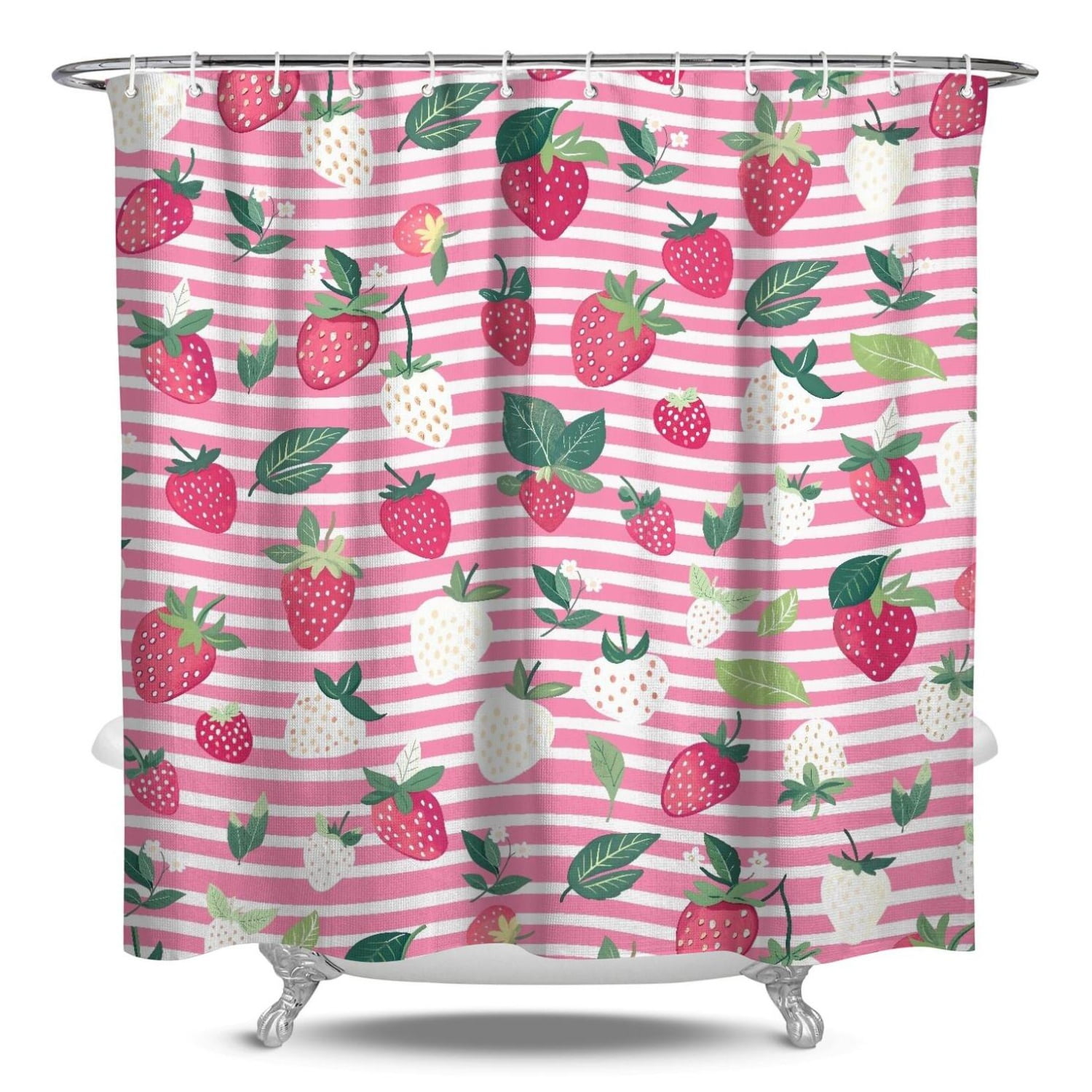 Red Strawberry Shower Curtain Elegant Minimalist Design 84x72 Inch ...