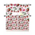 thumbnail image 1 of Red Strawberry Swag Kitchen Curtains Sets for Windows 24 Inch Length, Flowers Pink Love Valentine's Day Short Window Curtain Panels Swags Valances and Tiers 3 Piece Set for Cafe/Dining Room, 1 of 5