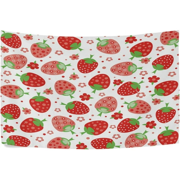 Red Strawberry Tapestry Wall Hanging Tapestries Happy Colorful Hippie Psychedelic Art Polyester Carpet Wall Decorative for Living Room Bedroom 80x60inch