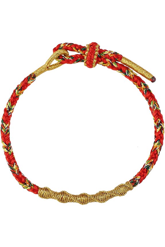 Red String Bracelet Adjustable Gold Red Handmade Braided Rope Bracelet Prayer, Crystal, Style K4994