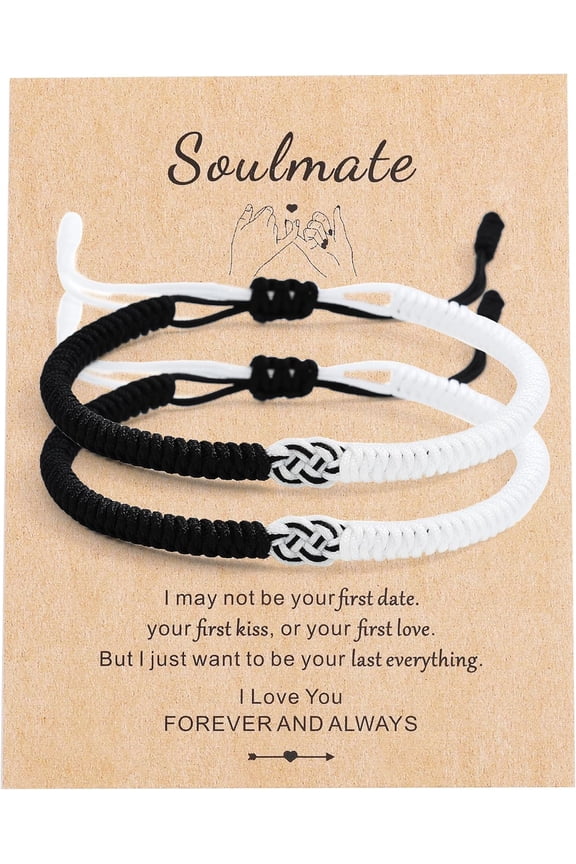 Red String Couple Bracelets 2 Pcs Matching Black Braide Bracelets Handmade Adjustable Braided Bracelets Valentines Day Gift for Couple Boyfriend Girlfriend