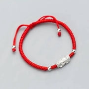 Red String Silver Pixiu Bracelet - Attract Windfall Luck