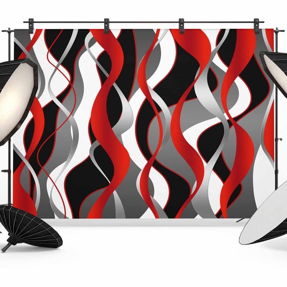 Red Stripe Backdrop for Photoshoot,Photography Photo Studio Background Wall Backdrop,Grey White Ombre Geometric Modern Abstract Back Drop Banner Panel for Portraits Wedding Party Live Streaming 7x5Ft