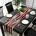 thumbnail image 1 of Red Stripe Cotton Linen Table Runner 13 x 70 inch Grey Moire Ombre Geometric Modern Abstract Non-slip Rectangular Dining Table Decor for Wedding Party Holiday Dinner, 1 of 8