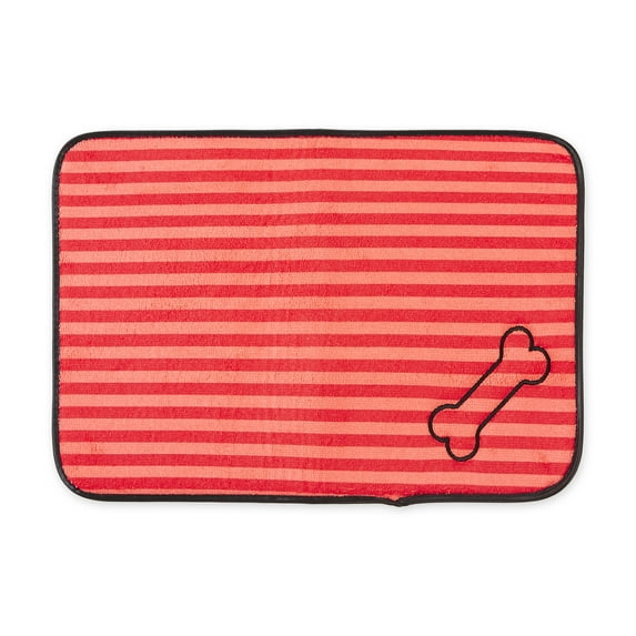 Red Stripe Embroidered Bone Pet Mat