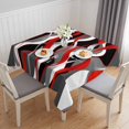thumbnail image 1 of Red Stripe Table Cloth Waterproof Tablecloths, Grey White Ombre Geometric Modern Abstract Tablecloth Dining Table Cover for Kitchen Party Tabletop Outdoor, Square Tablecloth 60x60 Inch, 1 of 9
