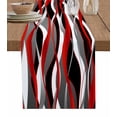 thumbnail image 1 of Red Stripe Table Runner Grey Moire Ombre Geometric Modern Abstract Tablerunners 13 x 90 Inch, Table Decorations Tabletop Scarf for Summer Gathering Holiday Farmhouse Kitchen Dining Decor, 1 of 6