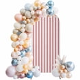 thumbnail image 1 of Red Striped Arch Backdrop Cover, Spandex Fitted Wedding Arch Cover, Red White Stripes Farmhouse Round Top Stand Covers for Birthday Ceremony Bridal Shower Party Decor 6.6x3.3 Ft, 1 of 9