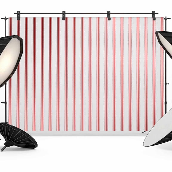 Red Striped Backdrop for Photography, Fabric Photo Background Backdrop, Red White Stripes Farmhouse Photo Booth Background for Portrait Photoshoot Video Wedding Studio Decoration Banner 7x5ft