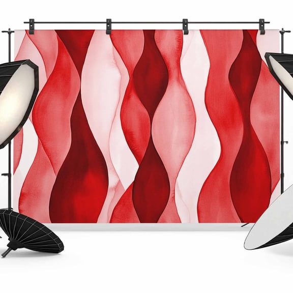 Red Striped Backdrop for Photoshoot,Photography Photo Studio Background Wall Backdrop,Modern Gradient Geometric Ripple Stripes Back Drop Banner Panel for Portraits Wedding Party Live Streaming 8x6Ft
