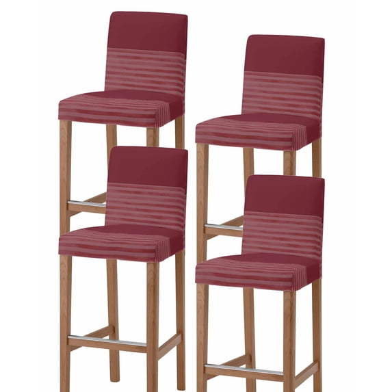 Red Striped Bar Stool Covers Set of 4, Vintage Stripes Ombre Stretch Washable Bar Chair Covers with Backs, Removable Pub Counter Height Chair Cover for Kitchen Dining Room Cafe