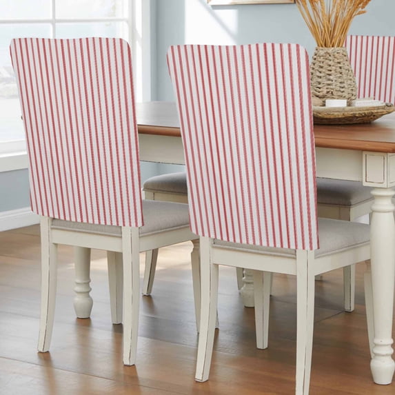 Red Striped Chair Back Covers, Removable Chair Covers for Dining Chairs Set of 4, Washable Chairs Slipcovers Back Seat Protector for Wedding Party 19"x20"