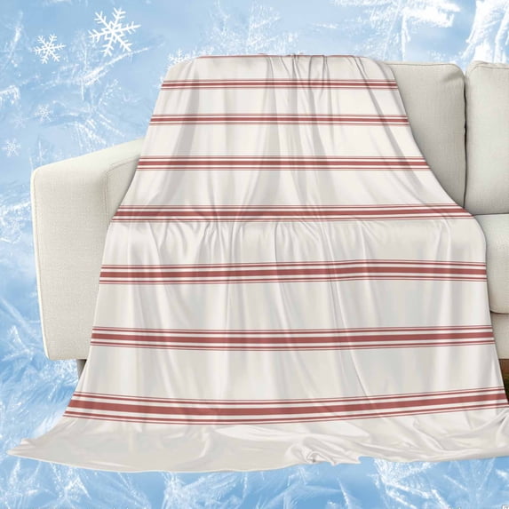 Red Striped Cooling Blanket, Lightweight Breathable Summer Throw Blanket with Double Sided Cold Effect, Rustic Red Stripe Modern Art Beige Picnic Beach Blankets Bed Sheet for Hot Sleepers 50"x60"