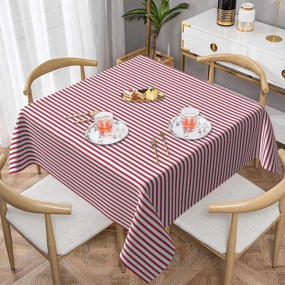 Red Striped Elegant Soft Tablecloth Square Dinng Table Covers for Kitchen & Table Linens 60" x 60"