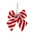 thumbnail image 1 of Red Striped Fabric Christmas Bows, Medium Ribbon Bow Ornaments for Xmas Tree, Wreath, Gift Wrapping, Holiday Party & Home Decorations, Festive Cloth Bow Ribbon for DIY Christmas Décor, 1 of 7