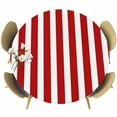 thumbnail image 1 of Red Striped Fitted Tablecloth with Elastic Edged, Round Table Cloth for Dining Table, Christmas Farmhouse Red White Stripes Waterproof Oil Proof Table Cover for Indoor Outdoor 55"-60", 1 of 9