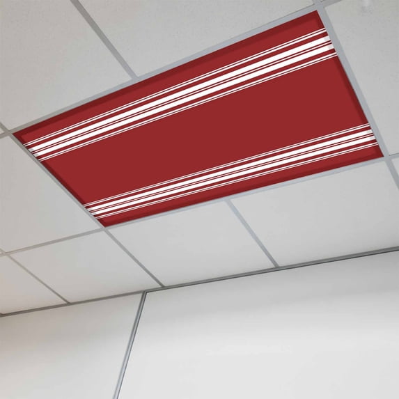 Red Striped Fluorescent Light Covers, Luxurious White Stripes Modern Abstract Art Magnetic Light Covers for Ceiling Lights, Fluorescent Ceiling Shade Filters for Classroom Bedroom Office 4x2Ft x 1PCS