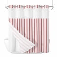 thumbnail image 1 of Red Striped No Hook Shower Curtain Waterproof, Bathroom Curtains with Snap in Liners and See Through Top Window, Red White Stripes Farmhouse Hotel Style Bathtub Curtains Shower 72"Wx78"L, 1 of 8
