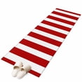 thumbnail image 1 of Red Striped Large Area Rugs for Bedroom Living Room, Soft Non Slip Carpet Bedside Rug, Christmas Farmhouse Red White Stripes Rectangular Floor Cover Kitchen Accent Rug 2'x6' for Dining Room/Office, 1 of 9