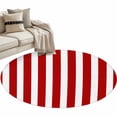 thumbnail image 1 of Red Striped Large Area Rugs for Bedroom Living Room, Soft Non Slip Carpet Bedside Rug, Christmas Farmhouse Red White Stripes Round Floor Cover Kitchen Accent Rug 3.3' for Dining Room/Office, 1 of 9