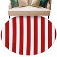 thumbnail image 1 of Red Striped Large Area Rugs for Bedroom Living Room, Soft Non Slip Carpet Bedside Rug, Christmas Farmhouse Red White Stripes Round Floor Cover Kitchen Accent Rug 6' for Dining Room/Office, 1 of 9