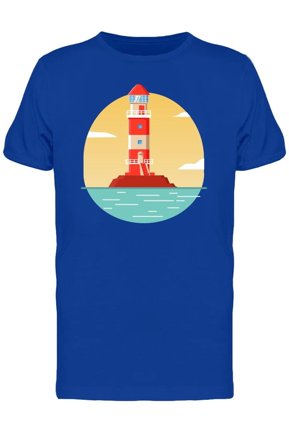 Red Striped Lighthouse Logo T-Shirt Men -Image by Shutterstock, Male Large