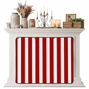 Red Striped Magnetic Fireplace Cover, Fireplace Draft Blocker, Christmas Farmhouse Red White Stripes Fireplaces Blanket for Heat Loss/Cold Air, Fireplaces Draft Stopper Cover for Inside 36"x27"