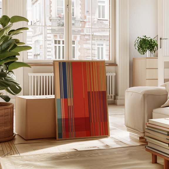 Red Striped Modern Poster , Poster Print Only